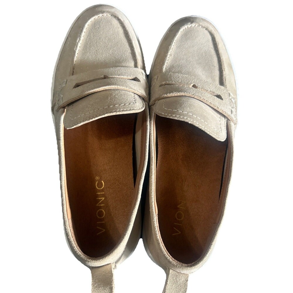Vionic Uptown Womens Size 6 Leather Penny Loafers Slip-Ons Gold Metallic Shoes - Picture 9 of 16